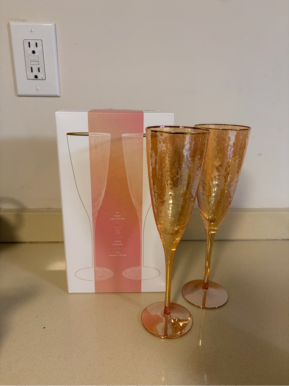 Anthropologie Amber Gold Champagne Flutes - Set of 2